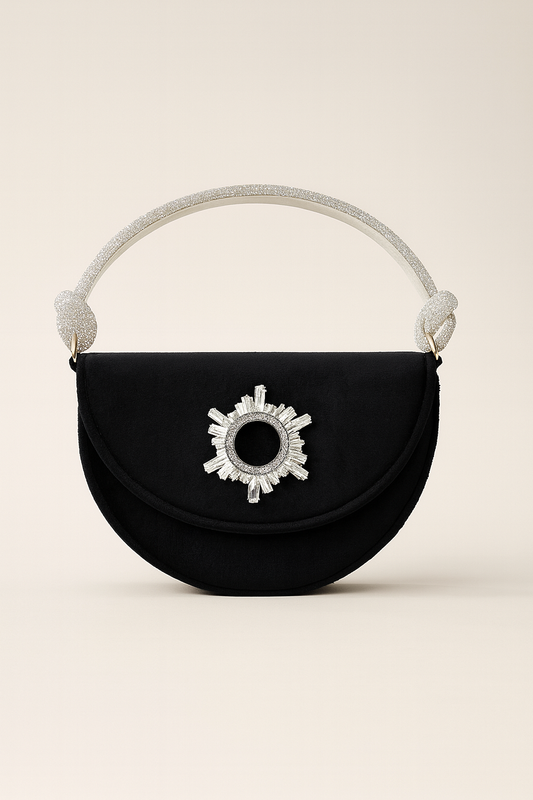 Heer Bag 003 Black Suede Crescent