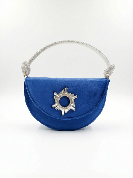 Heer Bag 003 Blue Suede Crescent