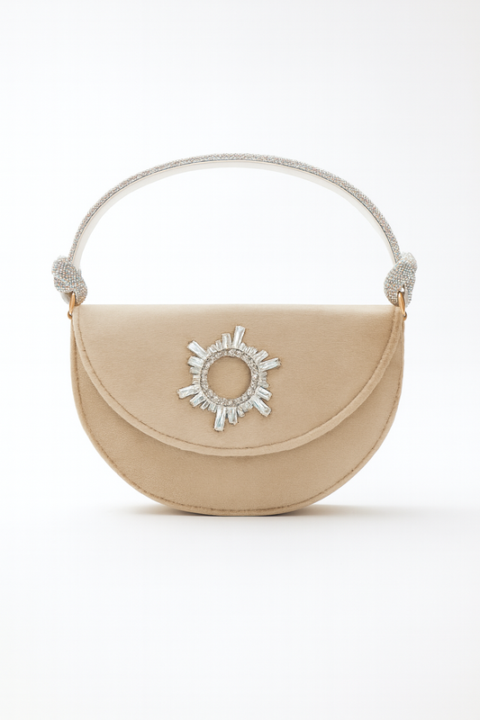 Heer Bag 003 Fawn Suede Crescent