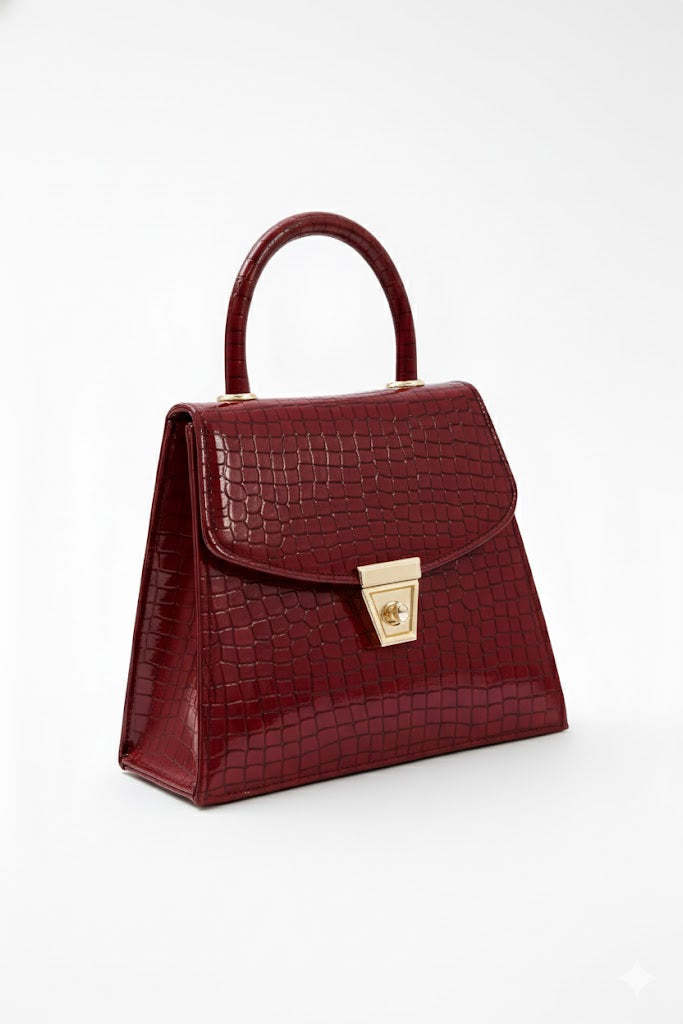 Heer Bag 001 Maroon Crocodile