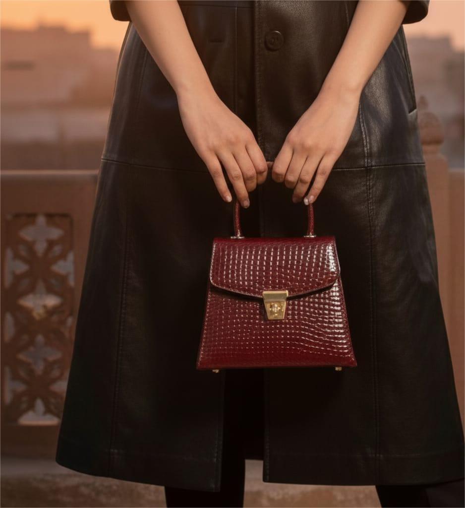 Heer Bag 001 Maroon Crocodile