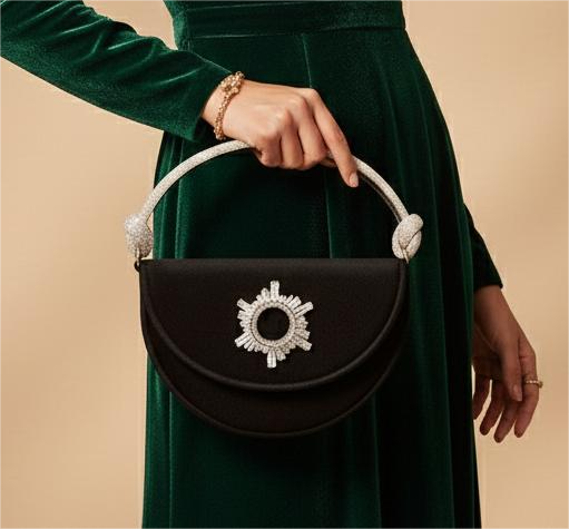 Heer Bag 003 Black Suede Crescent