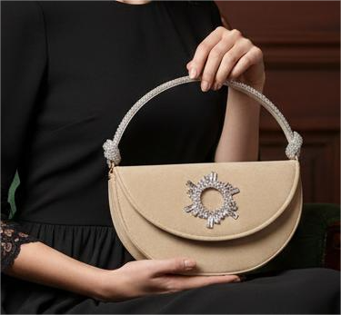 Heer Bag 003 Fawn Suede Crescent