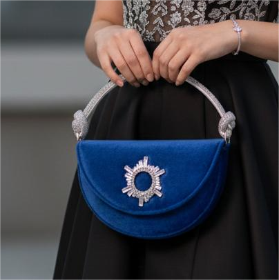 Heer Bag 003 Blue Suede Crescent