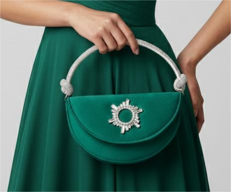 Heer Bag 003 Green Suede Crescent