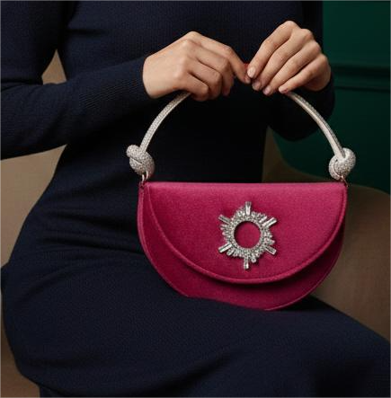 Heer Bag 003 Maroon Suede Crescent